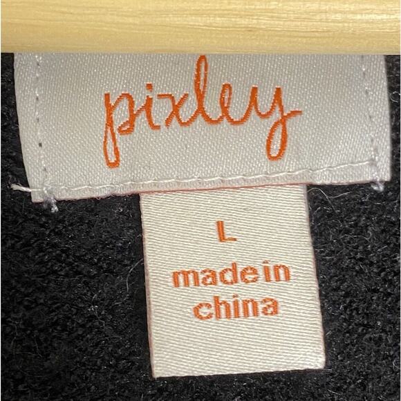 Pixley Black Embroidered Floral Sweater Womens Lg Viscose Cozy Soft Cottage Boho - Picture 4 of 9